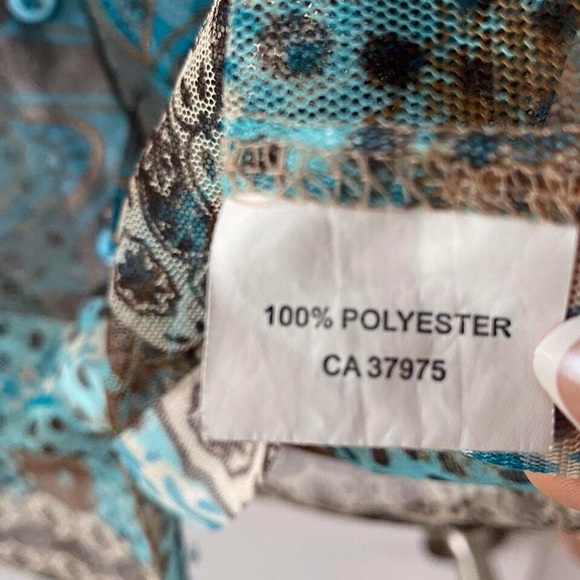 Y2K Sheer Blue Floral Blouse (S) - Picture 3 of 7